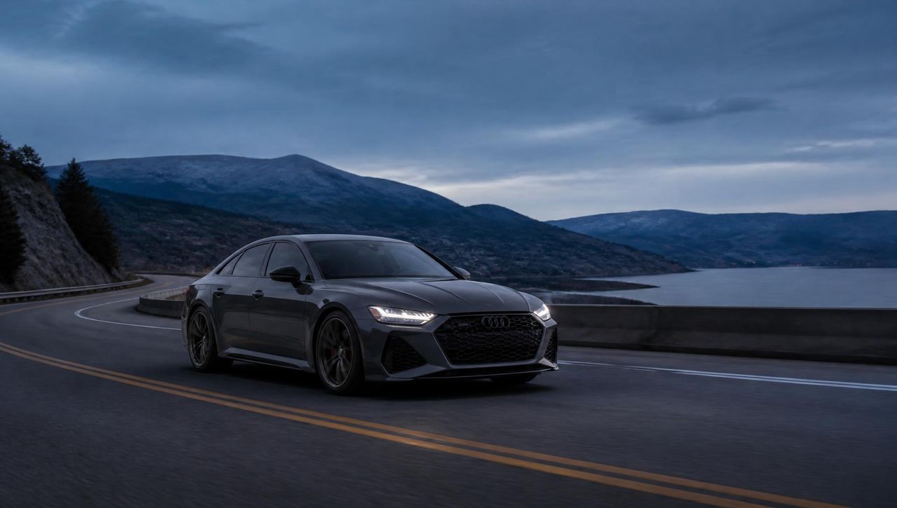 Modern car back on an Okanagan highway after mobile tire service